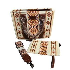 Wan&Kelo Tote Bag Western Purses Women's Shoulder Boho Aztec Handbags Wide Strap
